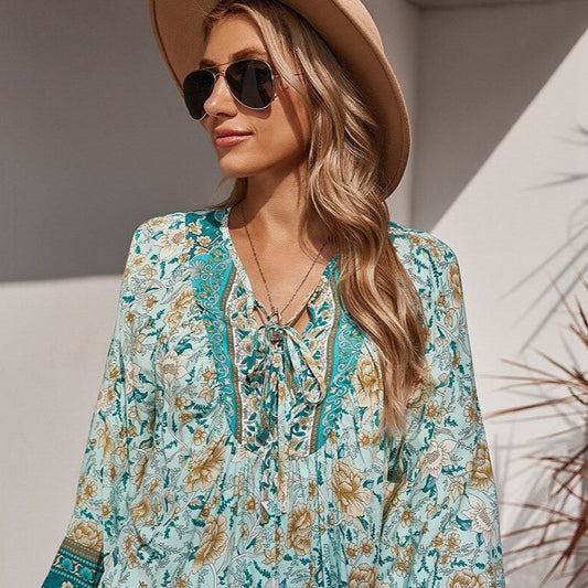 Blouse Bleue Bohème